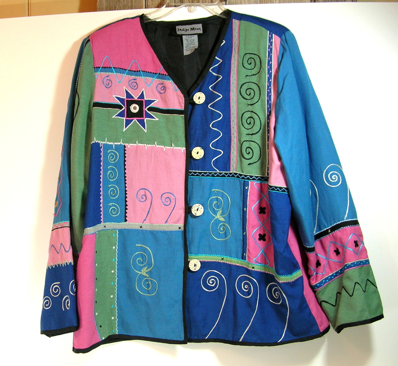 Indigo Moon Patchwork Jacket Woman's Size Large - image 3