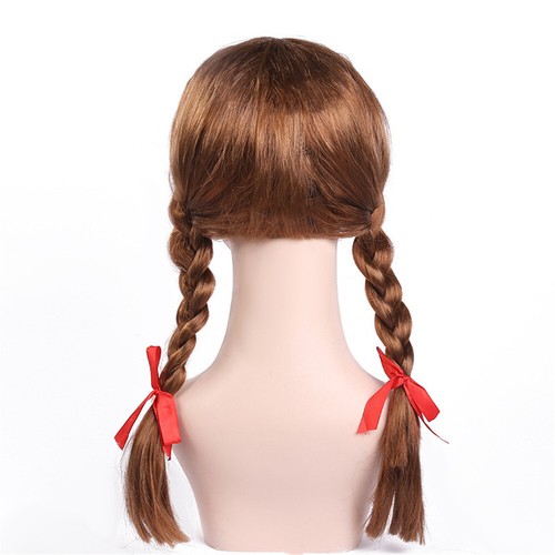 The Conjuring Doll Annabelle Party Long Wig Brown Hair Cosplay Halloween Prop - Picture 5 of 6