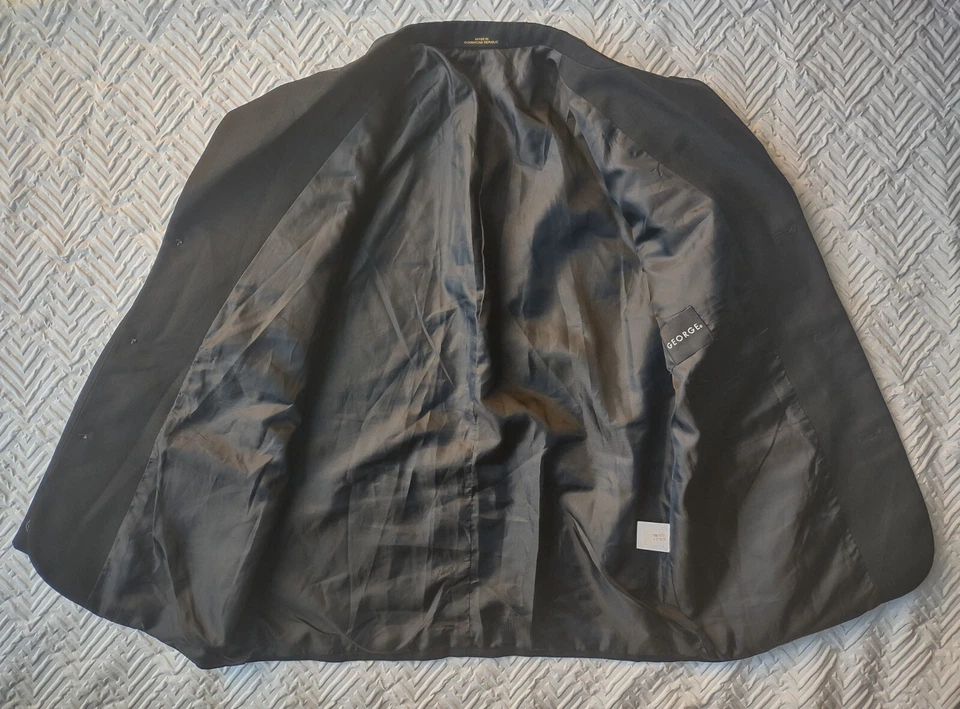 Casaco blazer George Boys tamanho 16 (H) Husky preto terno 3 botões (separados) - Imagem 3 de 4