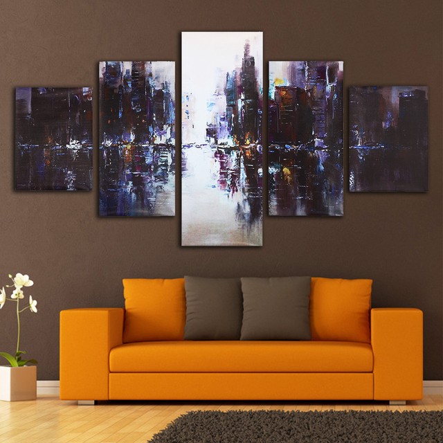 5pcs Abstract City Modern Canvas Print Art Oil Painting Home Wall Decor Unframed For Sale Online