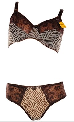 Ensemble soutien gorge 100E et culotte , zébré marron et ...