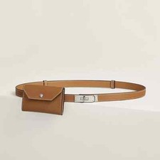 HERMES Kelly Pocket 18 adjustable belt in "Gold" leather, palladium buckle, NIB