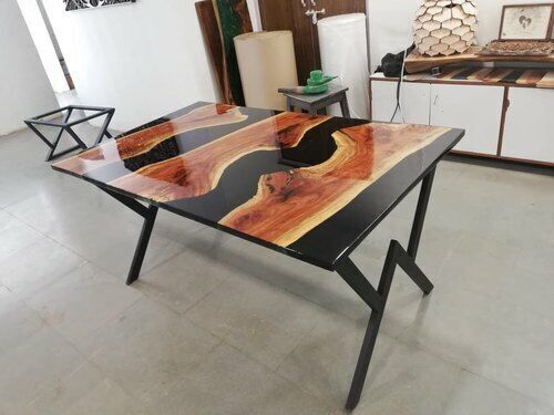 Live edge Custom Black Epoxy Resin Wooden River Style Bar top coffee table desk - Picture 2 of 2