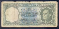 Turkey  100 Lira L.1930 (1964)  Series  B   P177  Circulated