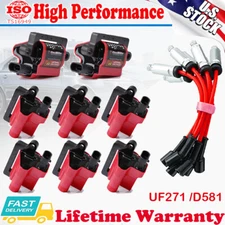 8Pc Square Ignition Coil & Spark Plug Wire For Chevy GMC LS3 4.8/5.3/6.0/8.1L V8