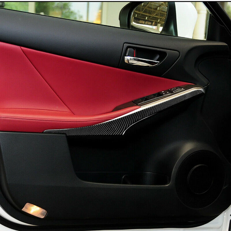 Cubierta adhesiva reposabrazos de puerta de fibra de carbono para LEXUS IS250 IS300 IS350 2014-18 Foto 2 de 4