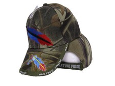 Native American Feather and Beads Native Pride Indian Shadow Camo Ball Cap Hat