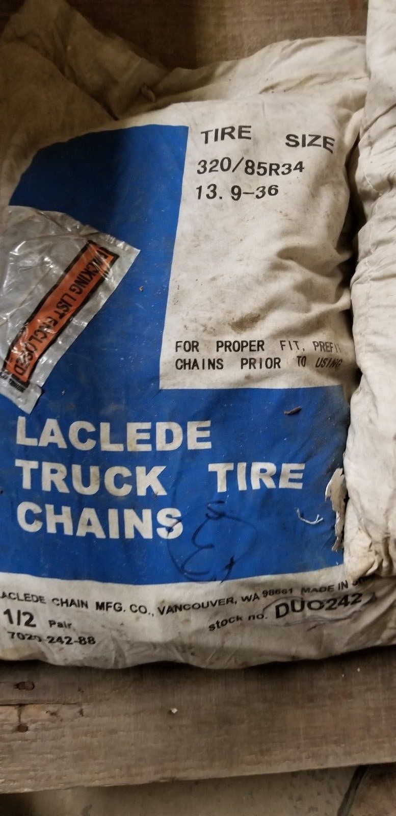 LACLEDE TRACTOR TIRE CHAINS 1 PAIR DUO242 eBay