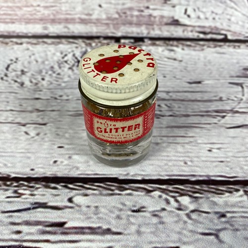 Vintage Pactra Glitter Double Plated Gold with Blue Flecks 18 cc Glass Jar