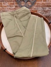 Peace Love World Olive Green Woven Twill Relaxed Pant New Side Piping