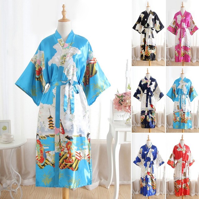 Kimono Gown Robes Bath Bathrobe Nice Robe Silk Women Bridesmaid Floral Kimono Gown Robes Bath Bathrobe Nice Robe Silk Women Bridesmaid Floral
