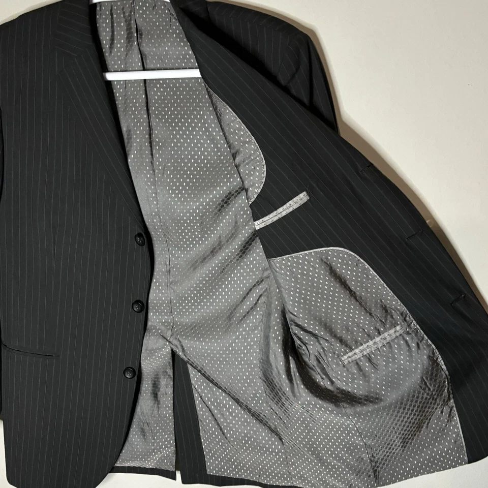 J Ferrar Blazer Modern Fit Mens 42R Black Striped Suit Jacket Sport Coat - Image 3 of 4