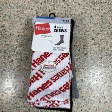 Hanes Originals 4 Pack Crew Socks Limited Edition Men  s Shoe Sz 6-12