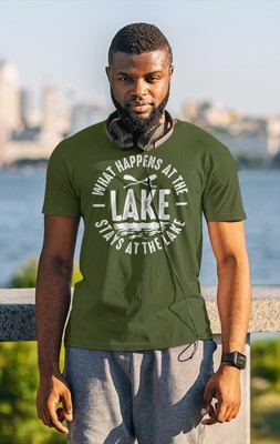 Men's Funny Lake Shirt Boater T Shirt What Happens At The Lake Stays Lakehouse B