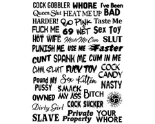 36 BDSM Temporary Tattoos in Black for Master Slave Body Art Kinky Sex Naughty