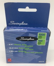 9 Swingline Staples, Heavy Duty, 3/4", 160 Sheet Capacity, 100/Strip, 1000/Box