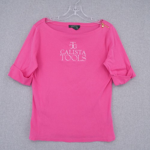 Lauren Ralph Lauren Top Womens M Medium Pink Short Sleeve Casual Blouse