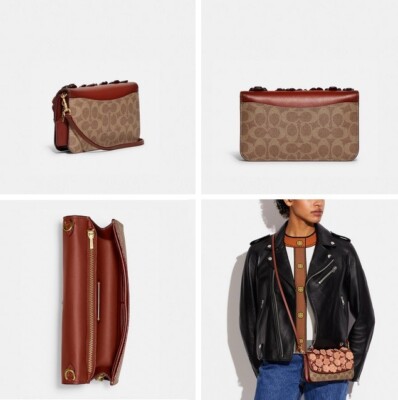 COACH C8565 Hayden Crossbody with Tea Rose Applique Tan Rust NWT