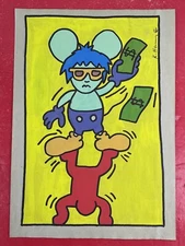 Keith Haring Drawing on paper (Handmade) signed and stamped