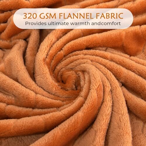Fleece Blanket Textured Fuzzy Plush Throw Blanket Twin Twin- 60" x 80" Pumpkin - Picture 5 of 7