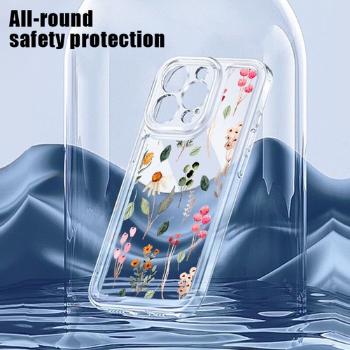 Funda blanda transparente floral a prueba de golpes para iPhone 16 Pro Max 15 14 13 12 11 XR - Imagen 6 de 22
