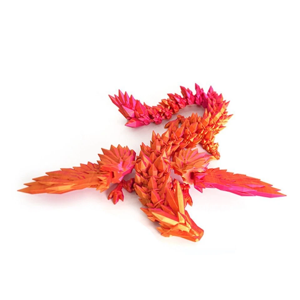 With Wings 3D Printed Crystal Dragon Crystal 3D Articulated Dragon Toys Autism