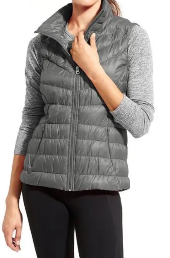 Athleta Downalicious  Gray Down Quilted Full Zip … - image 1