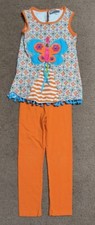 Rare Editions Girls Outfit Butterfly Size 6 Orange Blue Pink