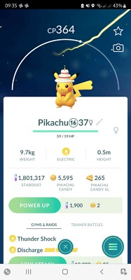 Pikachu ( Cake Costume ) Pokemon Fast Same Day Go