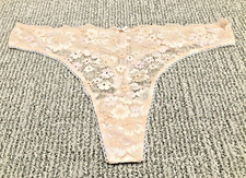 Victoria's Secret NWT Medium Beige Lace Floral Thong Panty Bow Body by Victoria