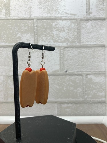 Hot Dog with Mustard Earrings 3D Printed Fun Food Jewelry Unique Handmade Gift - Picture 2 of 3
