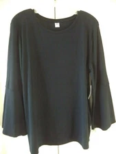 Must Have! Old Navy Semi Fitted Black Fancy TShirt Knit Tulip Sleeve 1X 14 16 XL