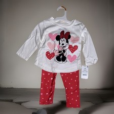 New Disney Junior Minnie Mouse Infant Girls Pink 2pc Set Sz 12mos