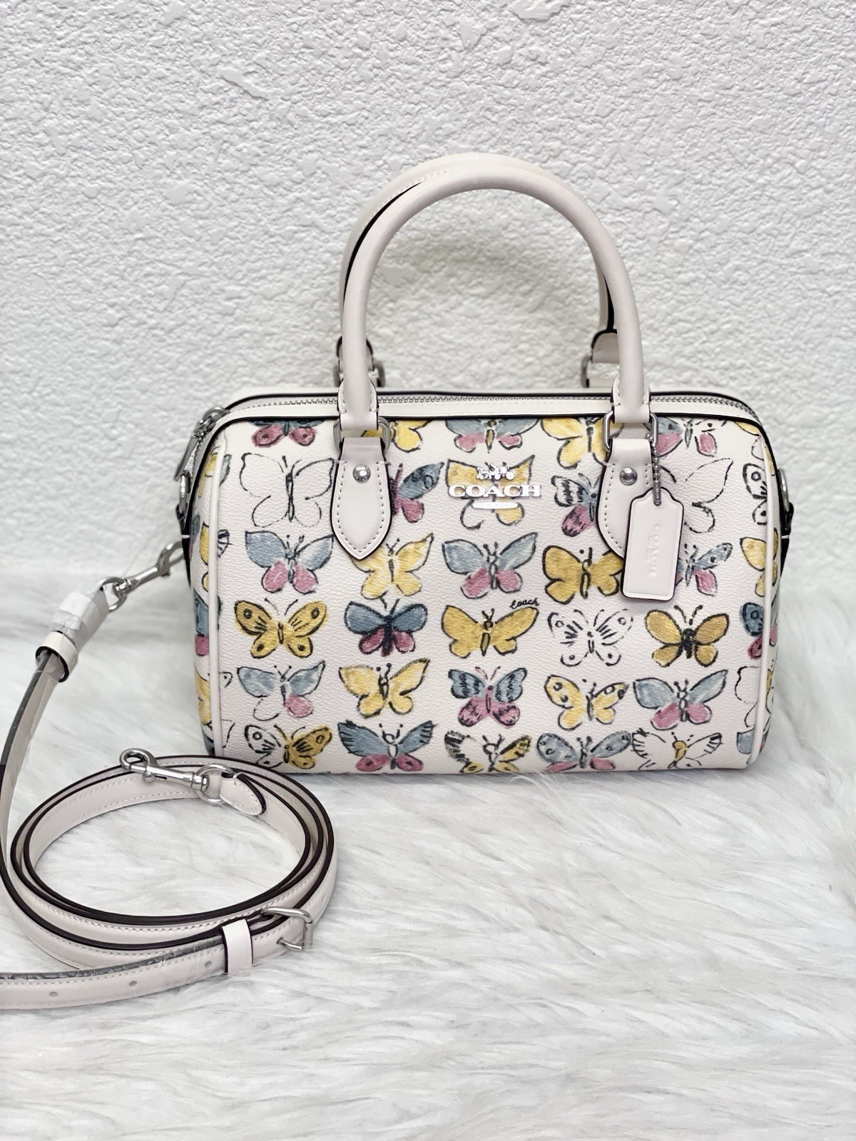 COACH CAK07 Rowan Satchel Bag With Butterfly Print Coated Canvas & Leather