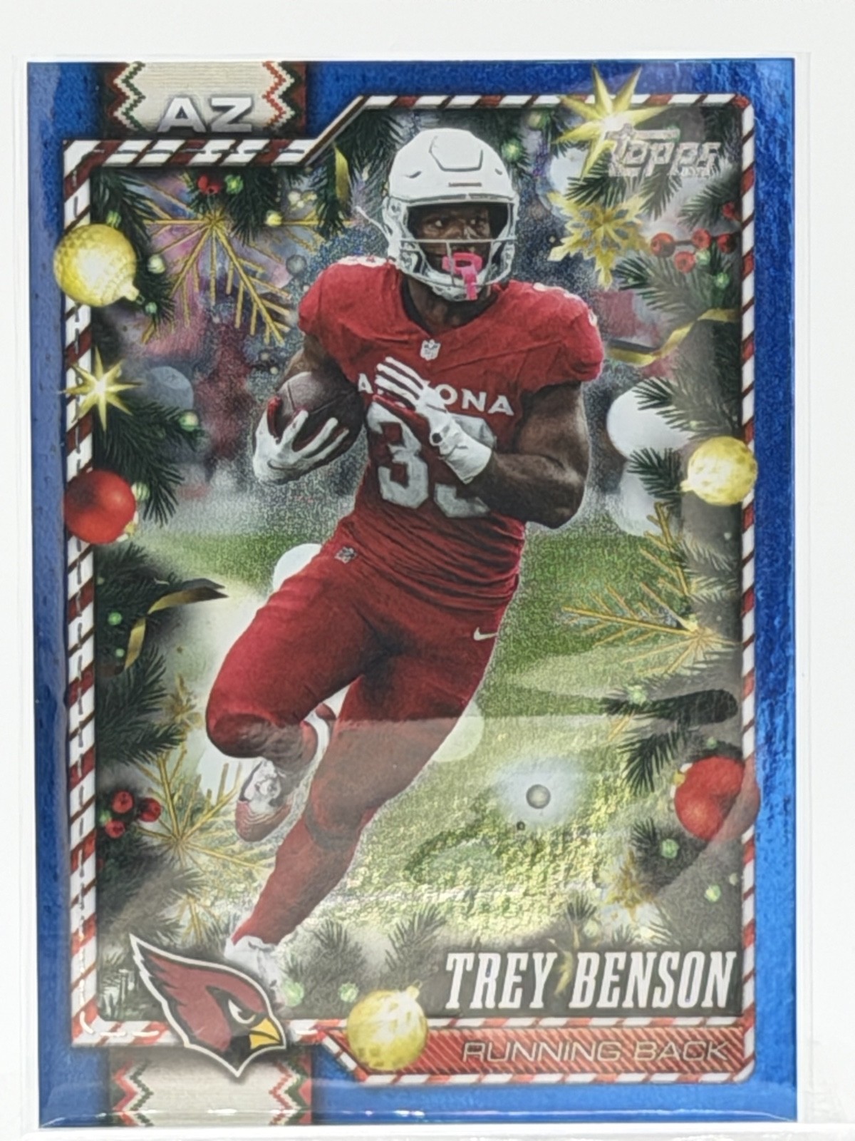 2026 Topps Holiday Football Trey Benson Blue Metallic Glitter #101 Cardinals