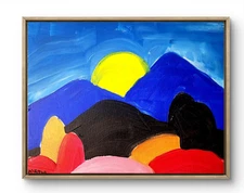 Aleph Original Art Mountain Sunrise 14x11 Contemporary Expressionist Canvas