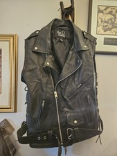 REAL LEATHER black leather Vest Large