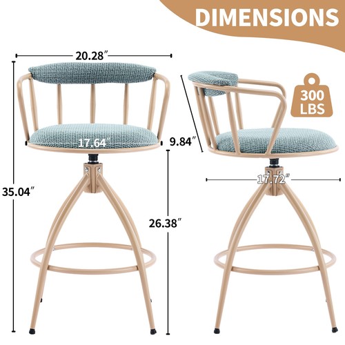 Set of 2 Modern Industrial Chenille Barstools with Back and Metal Legs for Home - Picture 10 of 10