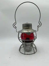 ANTIQUE K&IT KENTUCKY & INDIANA TERMINAL RAILROAD LANTERN W/ RED GLASS GLOBE