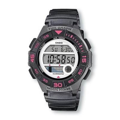 CASIO LWS1100H-8A Tide Graph/Moon Phase Sports Watch, Gray/Pink
