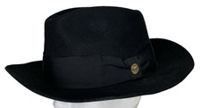 Stetson Temple Wool Felt Fur Fedora Hat Mens XL USA Made 07 Black