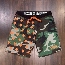 DIXXON Live Fast Camo Stars Print Pockets Drawstring Mens Board Shorts Size 36