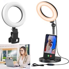 Ring Light with Stand, Desk Ring Light with Clip Upgraded 10W 3000K-6500K Tra...