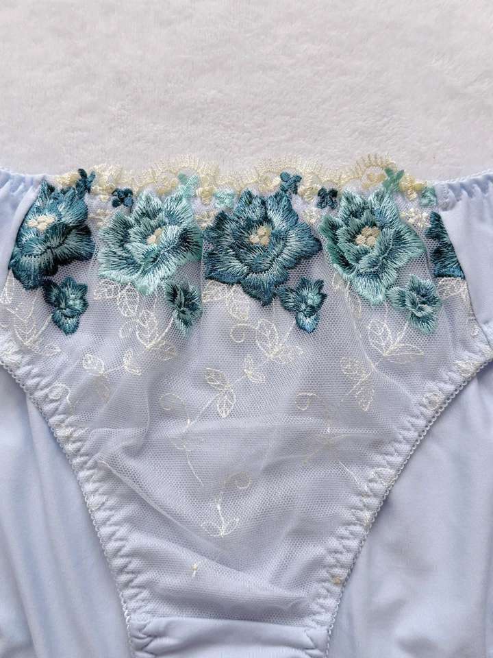 Set Of 2！US-S/JP-L  Japanese VTG Style Classic Floral Embroidery Nylon Panties - Image 4 of 4