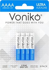 Voniko AAAA Alkaline Batteries 8 Pack - Long Lasting 1.5V Power for Stylus Pens