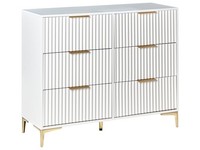 Kommode Weiß Mit Geriffelten 6 Schubladen Goldene Griffe Walcott
