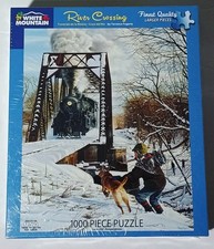  NEW White Mountain 1000 Piece Puzzle - "River Crossing" 1415 - 24"x30"