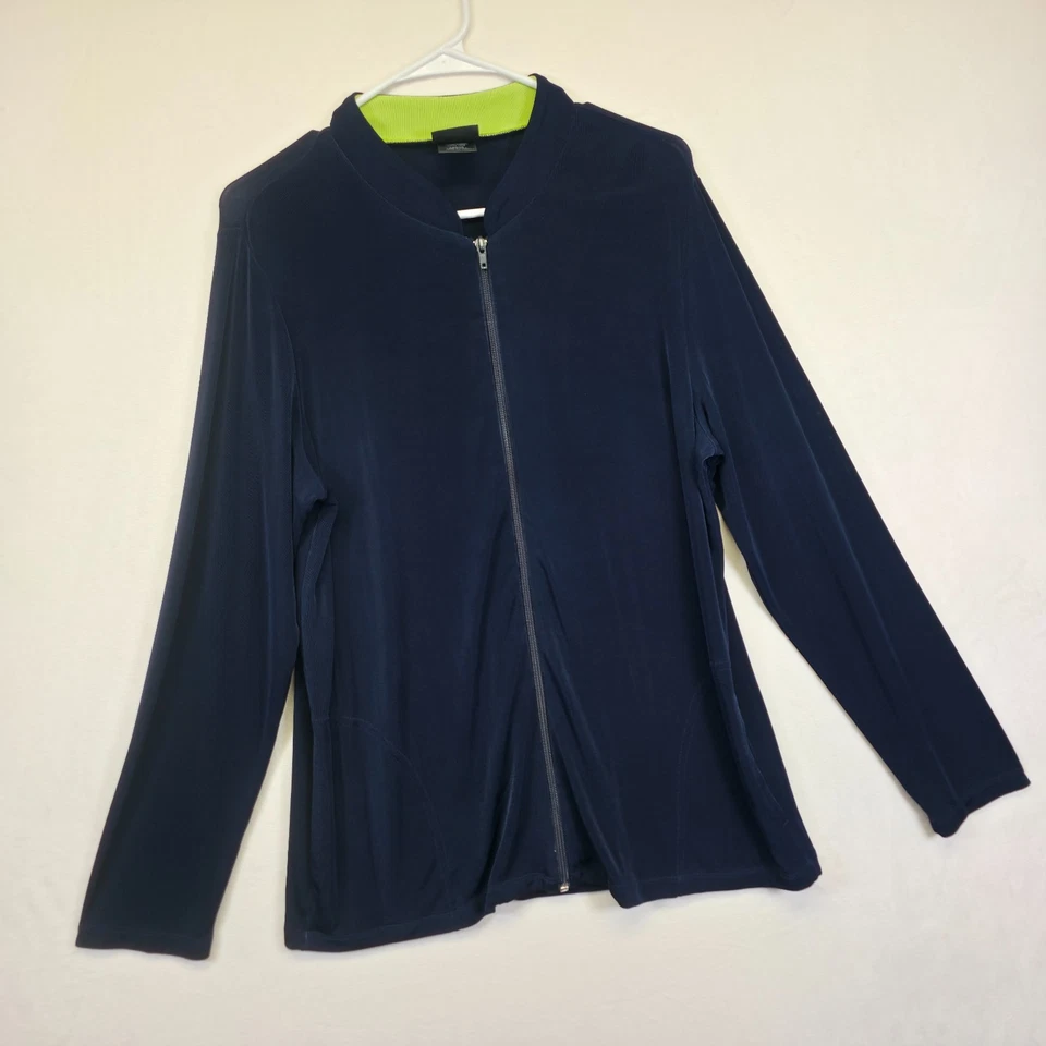 Citiknits Jacket Womens L Blue Lightweight Stretch Slinky Minimalist Sleek - Image 2 of 4