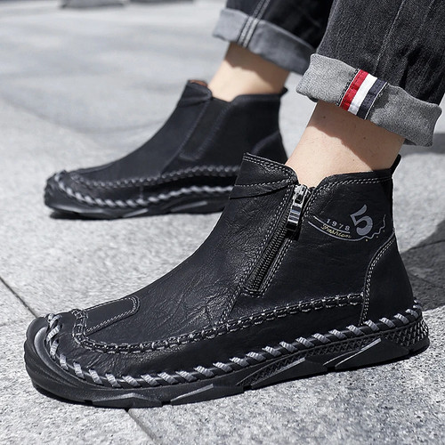 Stivali uomo fatti a mano scarpe casual stivali pelle scarpe comode sneakers - Foto 21 di 27