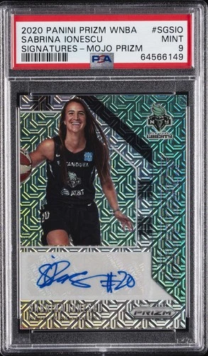 2020 PANINI PRIZM WNBA SIGNATURES MOJO PRIZM SABRINA IONESCU 12/25 PSA 9 AUTO